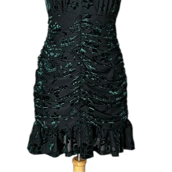 AQUA Velvet Jacquard Dark Floral Ruched Mini Dress Whimsigoth, Fairycore, Medium - Picture 4 of 15